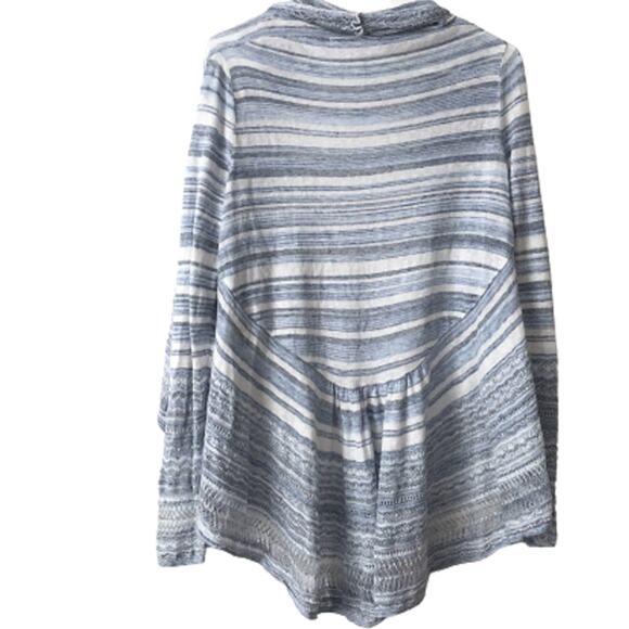 NWOT Knitted & Knotted Blue Lace Crochet Round Hem Ruffle Open Front Cardigan S - Picture 7 of 16